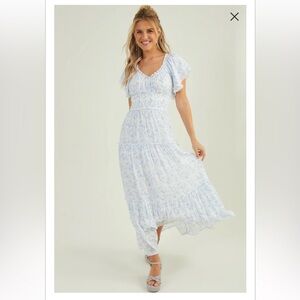 Altar'd State Light Blue Floral Maxi Dress
